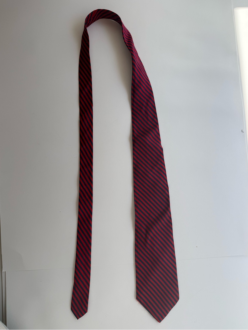 LRL Ralph Lauren Mens Tie Necktie Red Blue Stripe Tied Wide Textured Classic
